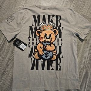 Men's Shirt Size Xl Grey New With Tags Chrome Edge Bear And Money Bag Fuzzy.